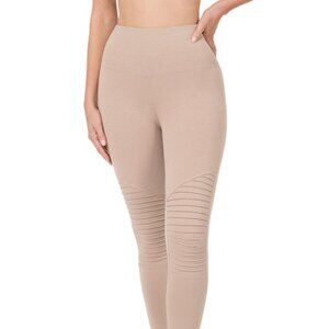 COTTON FULL LENGTH WIDE WAISTBAND MOTO LEGGINGS